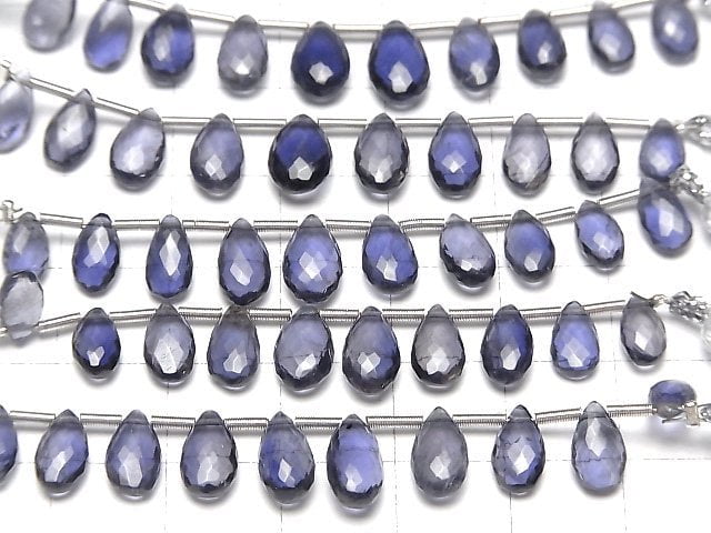 MicroCut High Quality Iolite AAA Pear shape  Faceted Briolette  1strand (8pcs )