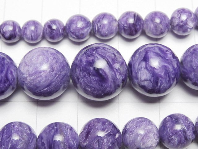 Charoite AAA Round 6-13 mm size gradation 1 strand (necklace)