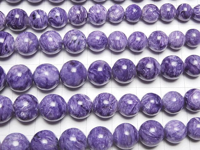 Charoite AAA Round 6-13 mm size gradation 1 strand (necklace)