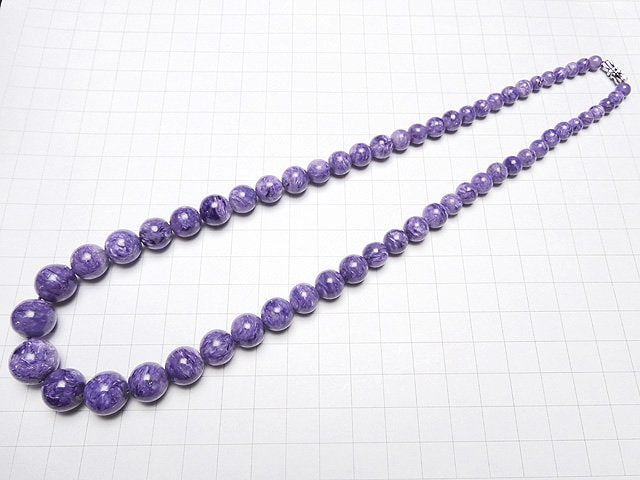 Charoite AAA Round 6-13 mm size gradation 1 strand (necklace)