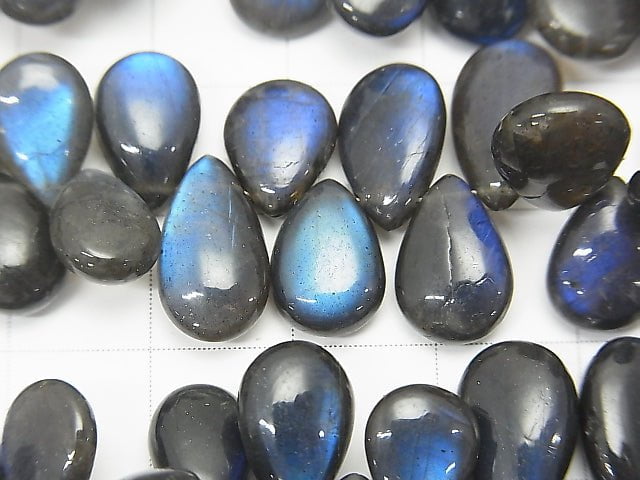 [Video] High Quality Black Labradorite AAA Pear shape (Smooth) half or 1strand beads (aprx.7inch / 18 cm)