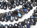 [Video] High Quality Black Labradorite AAA Pear shape (Smooth) half or 1strand beads (aprx.7inch / 18 cm)