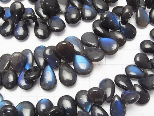 [Video] High Quality Black Labradorite AAA Pear shape (Smooth) half or 1strand beads (aprx.7inch / 18 cm)