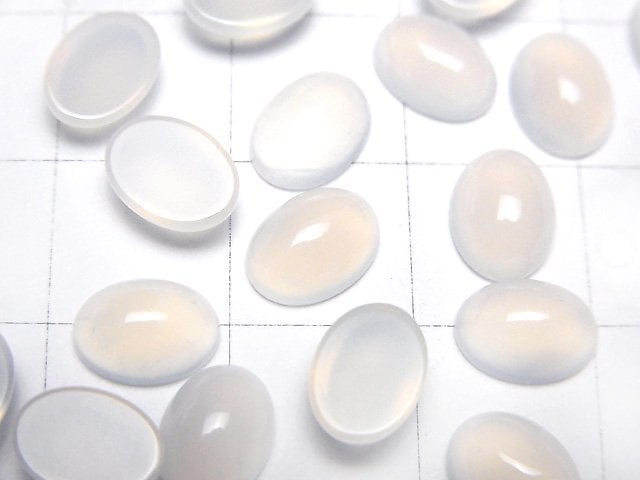 [Video]White Chalcedony AAA Oval Cabochon 8x6mm 5pcs