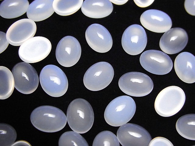 [Video]White Chalcedony AAA Oval Cabochon 8x6mm 5pcs