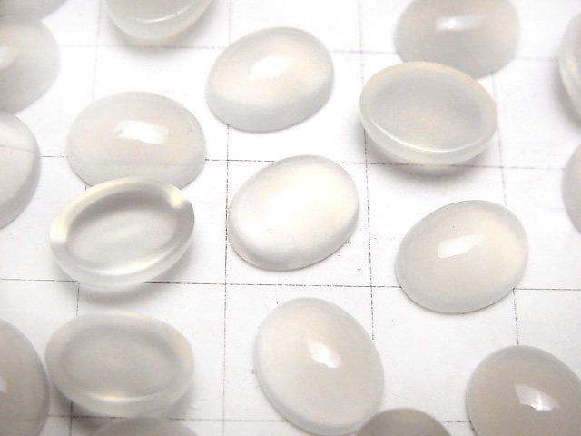 [Video]White Chalcedony AAA Oval Cabochon 10x8mm 5pcs