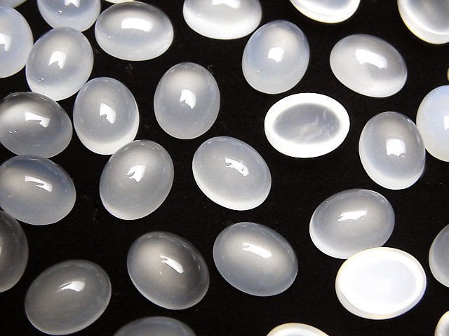 [Video]White Chalcedony AAA Oval Cabochon 10x8mm 5pcs