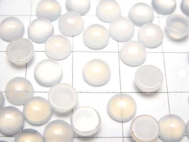 [Video] White Chalcedony AAA Round Cabochon 6x6mm 5pcs