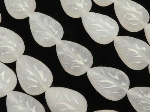 Bezel Setting, Leaf, White Jade Gemstone Beads