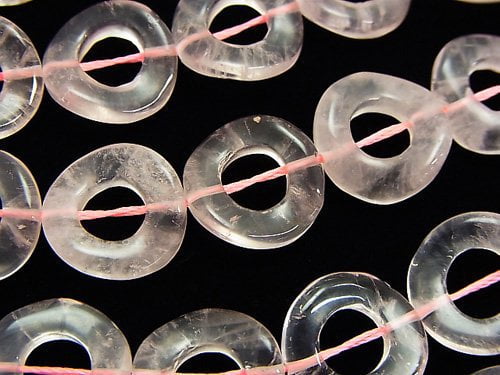 Coin, Rose Quartz, Twist Gemstone Beads