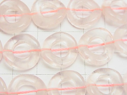 Rose Quartz AA ++ Twist Coin (Donut) 15 x 15 x 3 mm half or 1 strand beads (aprx.15 inch / 38 cm)
