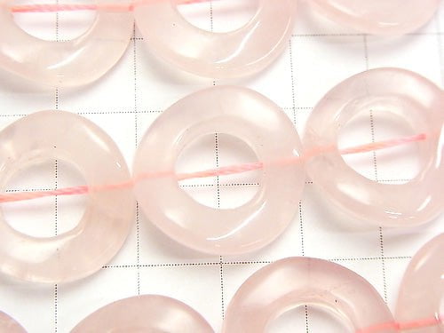 Rose Quartz AA ++ Twist Coin (Donut) 20 x 20 x 4 mm half or 1 strand (apr x 14 inch / 35 cm)