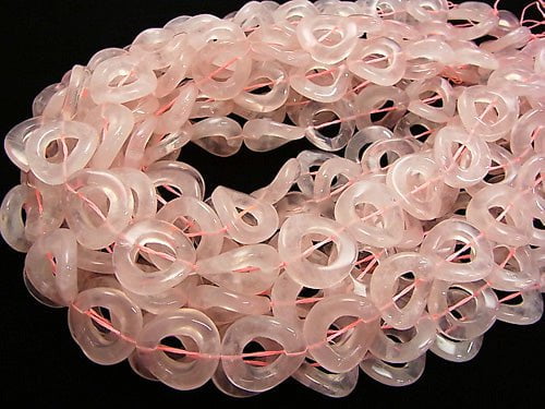 Rose Quartz AA ++ Twist Coin (Donut) 20 x 20 x 4 mm half or 1 strand (apr x 14 inch / 35 cm)