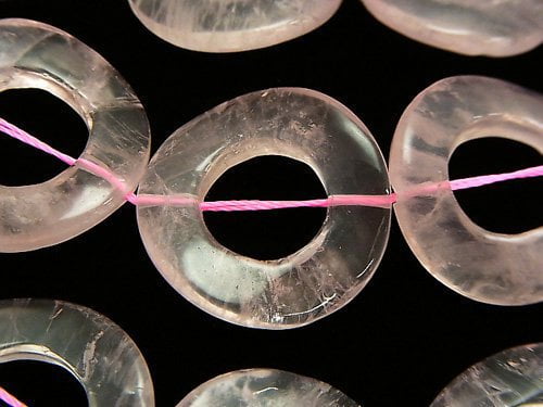 Coin, Rose Quartz, Twist Gemstone Beads