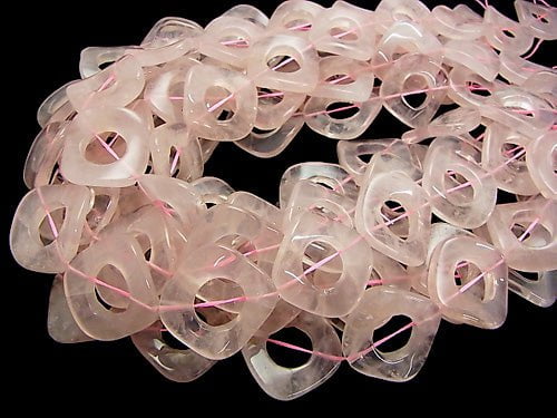 Rose Quartz AA ++ Twist Diamond (Donut) 28 x 28 x 4 mm half or 1 strand beads (aprx. 14 inch / 34 cm)