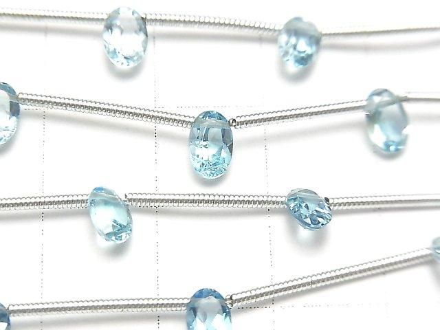 [Video] High Quality Swiss Blue Topaz AAA - Oval Faceted 6x4x3mm Half or 1 Strand (8pcs)