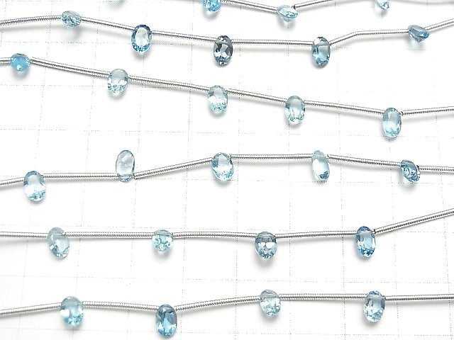 [Video] High Quality Swiss Blue Topaz AAA- Oval Faceted 6 x 4 x 3 mm half or 1 strand (8 pcs)