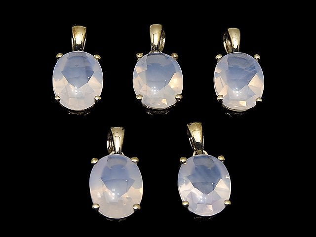 [Video] High Quality Scorolite AAA Oval Faceted  Pendant 9x7mm 18KGP