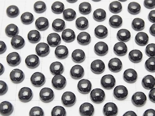 Black Spinel AAA Round Cabochon 6x6mm 5pcs