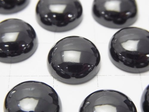 Black Spinel AAA Round Cabochon 12x12mm 2pcs