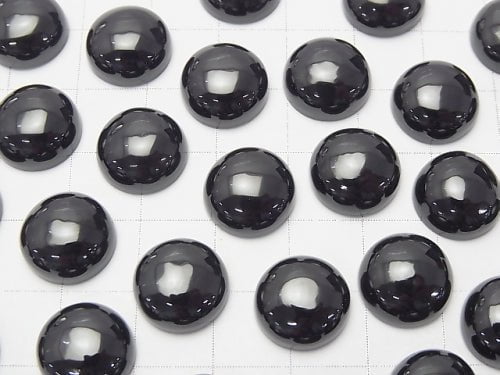 Black Spinel AAA Round Cabochon 12x12mm 2pcs