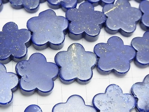 Lapislazuli AA ++ Flower motif 17 x 17 x 3 mm half or 1 strand beads (aprx.15 inch / 37 cm)