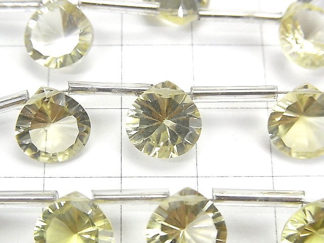 [Video] High Quality Lemon Quartz AAA Chestnut  Concave Cut 10x10mm half or 1strand (10pcs )