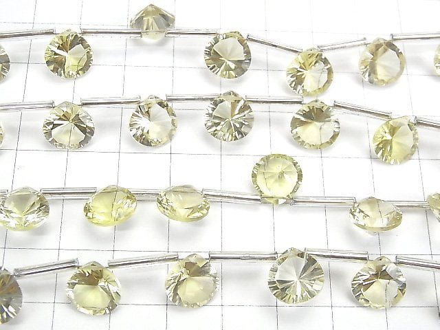 [Video] High Quality Lemon Quartz AAA Chestnut  Concave Cut 10x10mm half or 1strand (10pcs )