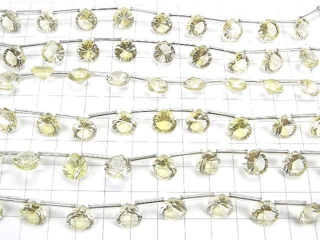 [Video] High Quality Lemon Quartz AAA Chestnut  Concave Cut 10x10mm half or 1strand (10pcs )