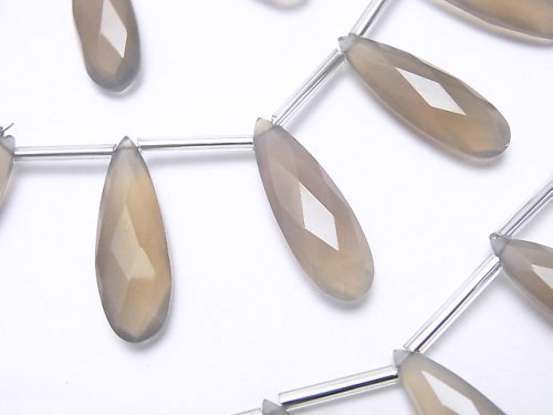 Faceted Briolette, Onyx, Pear Shape Gemstone Beads