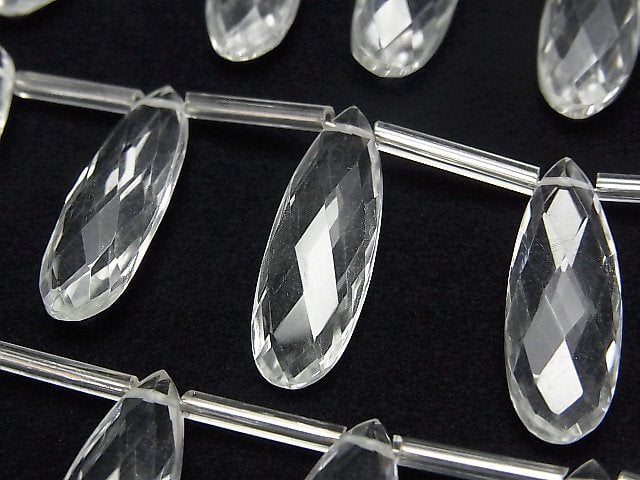 Crystal Quartz, Faceted Briolette, Pear Shape Gemstone Beads