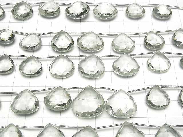 [Video]High Quality Green Amethyst AAA- Chestnut Faceted Briolette 1strand (9pcs )