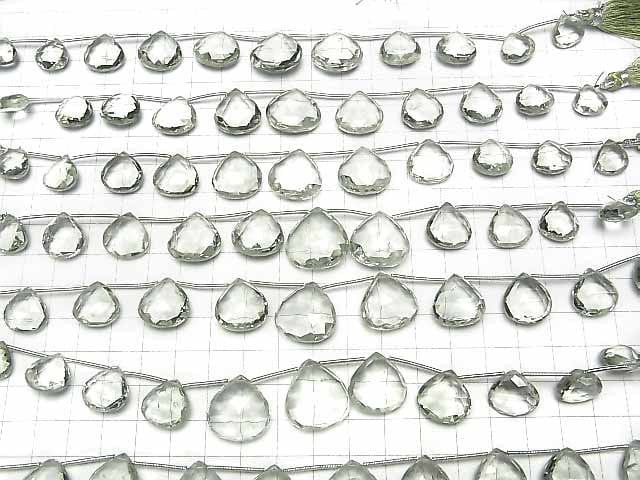 [Video]High Quality Green Amethyst AAA- Chestnut Faceted Briolette 1strand (9pcs )