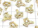 Metal Crown Charm, 14x12x4mm, Gold (with CZ), 2 pieces