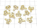 Metal Crown Charm, 14x12x4mm, Gold (with CZ), 2 pieces