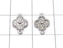 Metal parts Flower motif Joint parts 7x7x2mm Silver color (with CZ) 5pcs