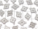 Metal parts Flower motif Joint parts 7x7x2mm Silver color (with CZ) 5pcs