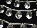 Concave Cut, Crystal Quartz, Pear Shape Gemstone Beads