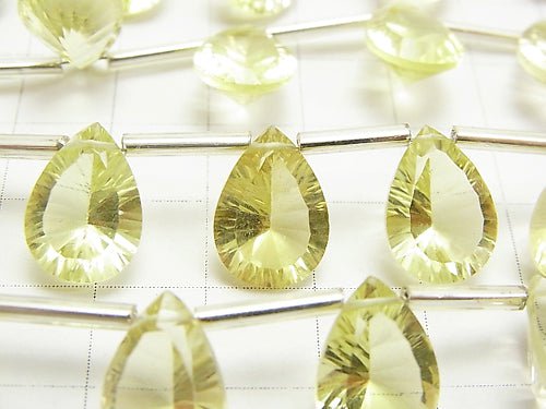 [Video] High Quality Lemon Quartz AAA Pear shape  Concave Cut 14x10mm half or 1strand (10pcs )