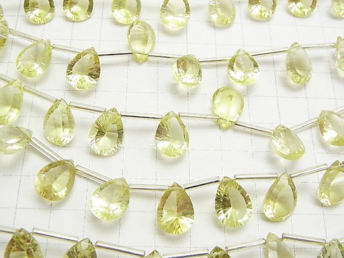 [Video] High Quality Lemon Quartz AAA Pear shape  Concave Cut 14x10mm half or 1strand (10pcs )