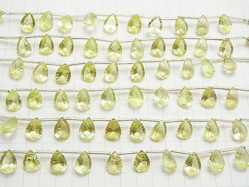 [Video] High Quality Lemon Quartz AAA Pear shape  Concave Cut 14x10mm half or 1strand (10pcs )