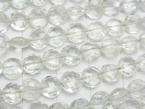 High Quality White Topaz AAA Faceted Coin 6 x 6 x 3 mm half or 1 strand (apr x 6 inch / 16 cm)