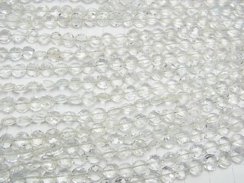 High Quality White Topaz AAA Faceted Coin 6 x 6 x 3 mm half or 1 strand (apr x 6 inch / 16 cm)