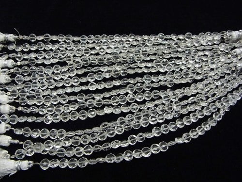 High Quality White Topaz AAA Faceted Coin 6 x 6 x 3 mm half or 1 strand (apr x 6 inch / 16 cm)