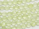 High Quality Light Green Chalcedony AAA Faceted Coin 6 x 6 x 4 mm half or 1 strand (apr x 6 inch / 16 cm)