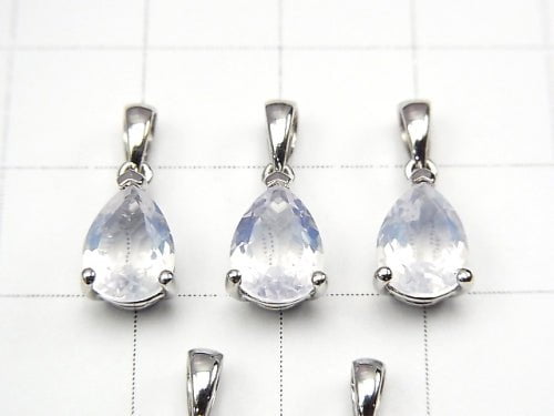 High Quality Scorolite AAA Pear shape Faceted  Pendant 9x6mm Silver925