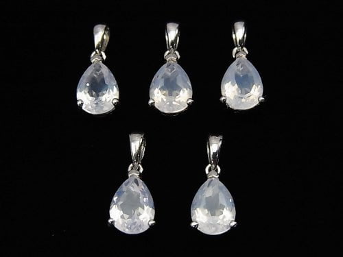 High Quality Scorolite AAA Pear shape Faceted  Pendant 9x6mm Silver925