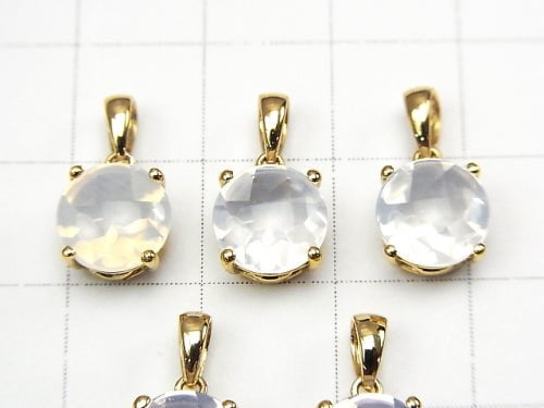 [Video] High Quality Scorolite AAA Coin Faceted 8x8mm Pendant  18KGP