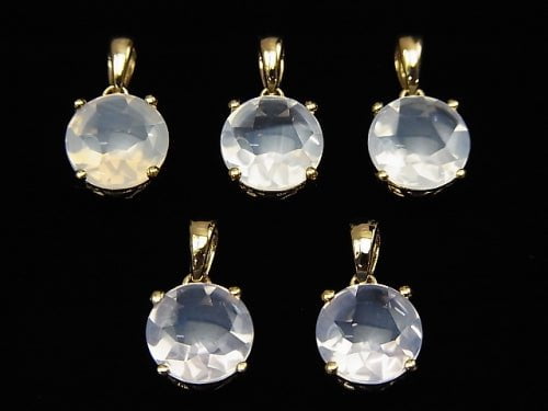 [Video] High Quality Scorolite AAA Coin Faceted 8x8mm Pendant  18KGP