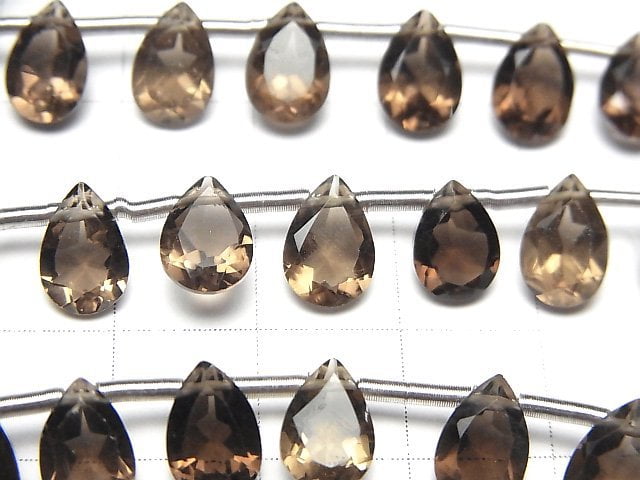 High Quality Smoky Quartz AAA Pear shape Faceted 9x6x4mm 1strand (18pcs )